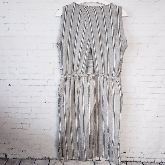 Prana Ecotropics Dress Size S Womens 100% Organic Cotton Stripe Midi Boho New - Picture 8 of 12